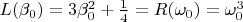 $ L(\beta_{0}) = 3\beta_{0}^{2} + \frac{1}{4} = R(\omega_{0}) = \omega_{0}^{3} $