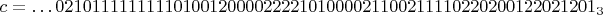 $c=\dots 021011111111101001200002222101000021100211110220200122021201_3$