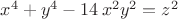 ${x}^{4}+{y}^{4}-14\,{x}^{2}{y}^{2}={z}^{2}$