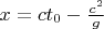 $x=ct_0-\frac{c^2}g$