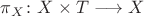 $\pi_X\colon X\times T\longrightarrow X$