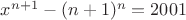 $x^{n+1} - (n+1)^n = 2001$