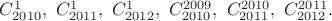 $C_{2010}^1,\ C_{2011}^1,\ C_{2012}^1,\ C_{2010}^{2009},\ C_{2011}^{2010},\ C_{2012}^{2011}.$