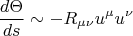 $$\frac {d\Theta }{ds}\sim -R_{\mu \nu }u^{\mu }u^{\nu }$$