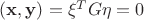 $(\mathbf{x},\mathbf{y})=\xi^T G \eta=0$