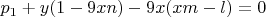$p_1+y(1-9xn)-9x(xm-l)=0$