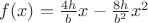 $f(x)=\frac{4h}{b} x - \frac{8h}{b^2} x^2$