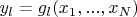 $y_l=g_l(x_1,...,x_N)$