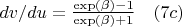 $dv/du=\frac{\exp(\beta)-1}{\exp(\beta)+1}\quad(7c)$