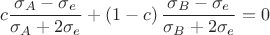 $$ c\frac{\sigma_{A}-\sigma_{e}}{\sigma_{A}+2\sigma_{e}} + \left(1-c\right)\frac{\sigma_{B}-\sigma_{e}}{\sigma_{B}+2\sigma_{e}} = 0 $$