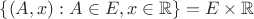 $\{(A,x):A \in E, x \in \mathbb{R}\} = E\times \mathbb{R}$