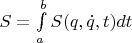 $ S= \int\limits_{a}^{b} S(q, \dot q, t)  dt$
