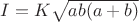 $I=K\sqrt{ab(a+b)}$