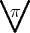 $$\scalebox{3}{\(\vee\)}\mkern-23mu\raisebox{2ex}{\(\pi\)}$$