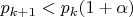 $p_{k+1}<p_{k}(1+\alpha)$