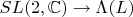 $SL(2,\mathbb{C})\to\Lambda(L)$
