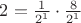 $2= \frac {1}{2^1}\cdot\frac {8}{2^1}$