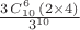 $ \frac {3\,C_{10}^{6} \,(2 \times 4)} {3^{10}} $