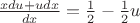 $\frac{xdu+udx}{dx}=\frac{1}{2}-\frac{1}{2}u$