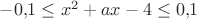 $ -0{,}1 \le x^2+ax-4 \le 0{,}1 $