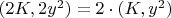 $НОД(2K, 2y^2) = 2 \cdot НОД(K, y^2)$