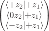 $$\begin{pmatrix}\langle+z_2\lvert+z_1\rangle\\\langle0z_2\lvert+z_1\rangle\\\langle-z_2\lvert+z_1\rangle\end{pmatrix}$$