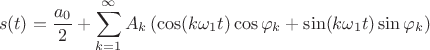 $$s(t)=\frac {a_0}2+\sum\limits_{k=1}^{\infty}A_k\left(\cos(k\omega_1 t)\cos{\varphi_k}+\sin(k\omega_1 t)\sin{\varphi_k}\right)$$