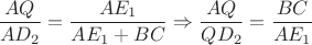$\dfrac{AQ}{AD_2}=\dfrac {AE_1}{AE_1+BC} \Rightarrow \dfrac {AQ}{QD_2}=\dfrac {BC}{AE_1}$