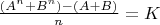 $\frac{(A^n+B^n)-(A+B)}{n} = K}$