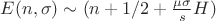 $E(n,\sigma)\sim(n+1/2+\frac{\mu\sigma}{s}H)$