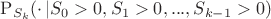 $\mathrm{P}_{S_k}(\cdot\, | S_0 > 0, S_1 > 0, ... ,S_{k-1} > 0)$