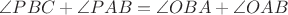 $\angle PBC+\angle PAB=\angle OBA+\angle OAB$