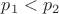 $p_1 < p_2$
