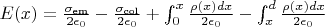$E(x) =   \tfrac{\sigma_\text{em}}{2\epsilon_0} - \tfrac{\sigma_\text{col}}{2\epsilon_0} + \int_{0}^{x} \tfrac{\rho(x)dx}{2\epsilon_0} - \int_{x}^{d} \tfrac{\rho(x)dx}{2\epsilon_0}$