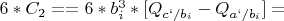 $6*C_2== 6*b_i^3*[Q_{c` /b_i}- Q_{a` /b_i}]=$