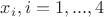 $x_i, i=1,...,4$
