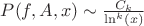 $P(f,A,x) \sim \frac {C_k} {\ln^k(x)}$