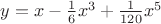 $y=x-\frac{1}{6}x^3+\frac{1}{120}x^5$ $y=x-\frac{1}{6}x^3+\frac{1}{120}x^5$