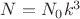 $N = N_0 k^3$
