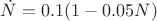 $\dot{N}=0.1(1-0.05N)$