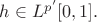 $h \in L^{p'}[0,1].$