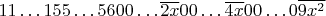 $11\ldots155\ldots5600\ldots \overline{2x}00\ldots \overline{4x}00\ldots 0\overline{9x^2}$