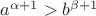 $a^{\alpha+1}>b^{\beta+1}$