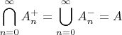 $\displaystyle\bigcap\limits_{n=0}^\infty A^+_n = \bigcup\limits_{n=0}^\infty A^-_n = A$