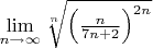 $ \lim\limits_{n \to \infty} \sqrt[n]{\left(\frac{n}{7n+2}\right)^{2n}} $