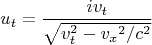 $$u_t = \frac{iv_t}{\sqrt{v^{2}_t - {v_x}^2/c^{2} }} $$