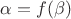 $\alpha = f(\beta)$