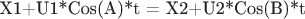 X1+U1*Cos(A)*t = X2+U2*Cos(B)*t