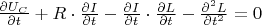 $\frac{\partial U_C}{\partial t}+R\cdot\frac{\partial I}{\partial t}-\frac{\partial I}{\partial t}\cdot\frac{\partial L}{\partial t}-\frac{\partial^2 L}{\partial t^2}=0$