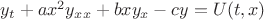$y_t + ax^2y_{xx} + bxy_x - cy = U(t,x)$